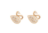 Swan Design Rose Gold Colour 925 Sterling Silver Earrings studded with CZ